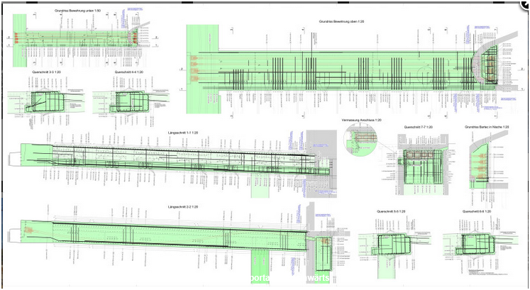 bewehrungsplan, grundriss 1:25